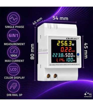 Single phase energy consumption meter 100A
