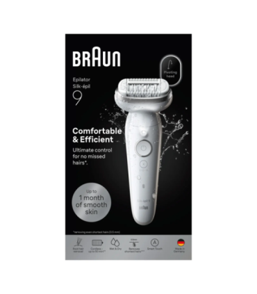 Braun Silk-épil 9 SES9-000 Epilator, Wet & Dry, White/Silver