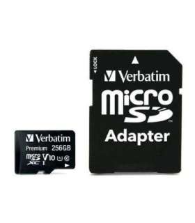 Verbatim 44087 Micro SDCX Premium U1, 256 GB, MicroSDXC, Class 10, UHS-I, 90 MB/s, 10 MB/s