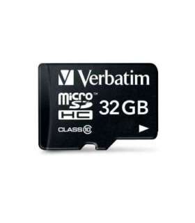 Verbatim 44083 Micro SDHC Premium, 32 GB, MicroSDHC, Class 10, 10 MB/s, 10 MB/s, Black