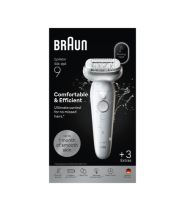 Braun Silk-épil 9 SES9-030 Epilator Operating time (max) 50 min Number of power levels 2 Wet & Dry |