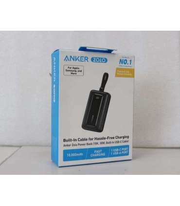 SALE OUT. Anker Power Bank with Built-In USB-C Cable A1688H11 10000 mAh Black DEMO
