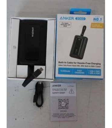 SALE OUT. Anker Power Bank with Built-In USB-C Cable A1688H11 10000 mAh Black DEMO
