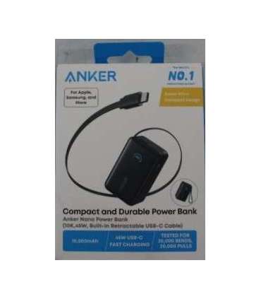 SALE OUT. Anker Nano Power Bank 45W with Built-In Retractable USB-C Cable A1638H11 10000 mAh Black DEMO