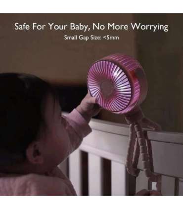 Momcozy przenośny wentylator do wózka, różowy