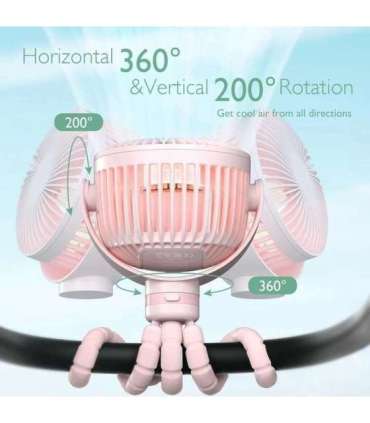 Momcozy przenośny wentylator do wózka, różowy