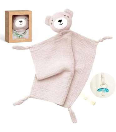 Momcozy bawełniana przytulanka miś dla niemowląt, różowa