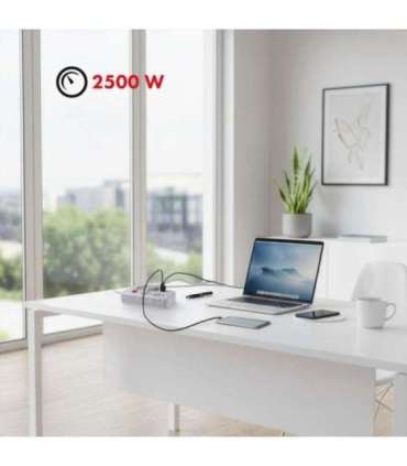 Power strip MCE393 W, 4 sockets 3xUSB, 110-240V AC 50/60Hz. 2.1A max 2500W, 3m white