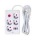 Power strip MCE393 W, 4 sockets 3xUSB, 110-240V AC 50/60Hz. 2.1A max 2500W, 3m white
