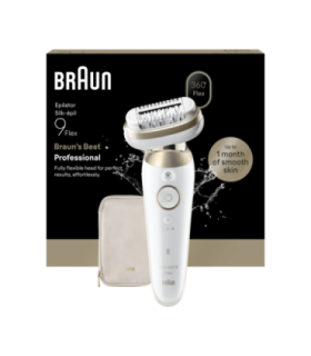 Braun Silk-épil 9 Flex SES9-011 3D Epilator, Wet & Dry, White/Gold