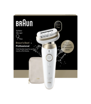 Braun Silk-épil 9 Flex SES9-011 3D Epilator, Wet & Dry, White/Gold