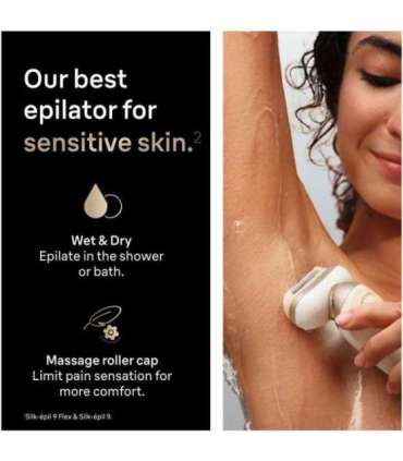 Braun Silk-épil 9 Flex SES9-011 3D Epilator, Wet & Dry, White/Gold