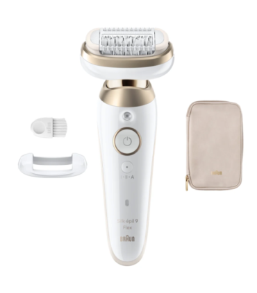 Braun Silk-épil 9 Flex SES9-011 3D Epilator, Wet & Dry, White/Gold