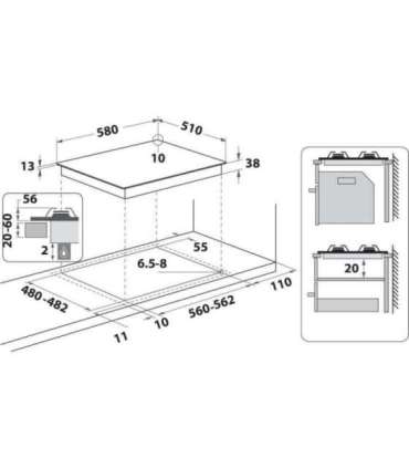 Whirlpool TGML 661 IX R Stainless steel Built-in 58 cm Gas 4 zone(s)