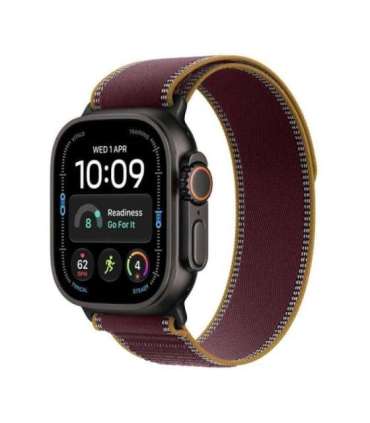 Apple Watch Ultra 4 5G 49mm Black Ti, Burgundy Trail Loop - S/M