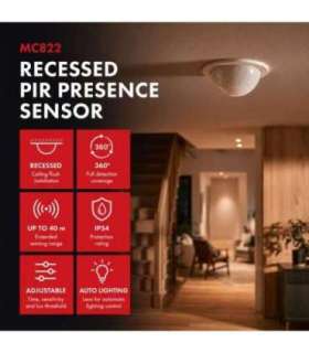 PIR motion sensor, flush-mounted MCE822