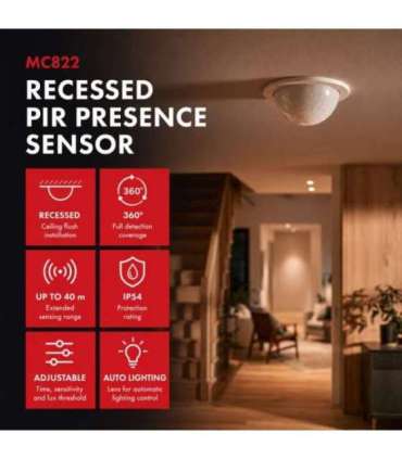PIR motion sensor, flush-mounted MCE822