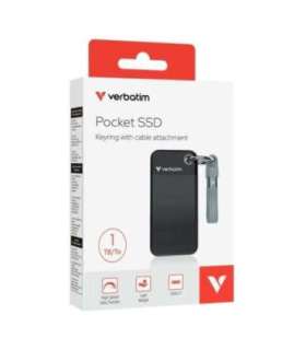 Verbatim 32190 Pocket SSD Black/Grey, 1 TB, USB Type-C, 3.2 Gen 2, 1000 MB/s, 10 Gbit/s, Black, Grey