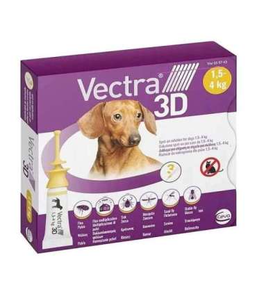 Ceva Vectra 3D dla psów 1,5-4kg pipety przeciw pasożytom 3szt