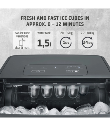 Caso Ice Cube Maker Clear Ice Advanced Power 130 W Capacity 1.5 L Matt Black