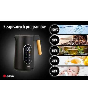 ELDOM C530 NEVO electric kettle 1.7 L 2200 W Black, Transparent