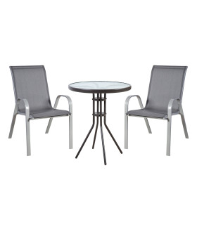 Садовая мебель DUBLIN стол и 2 стула, серый