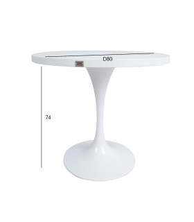 Laud BOLGHERI D80xH74cm, valge, alumiinium, malm