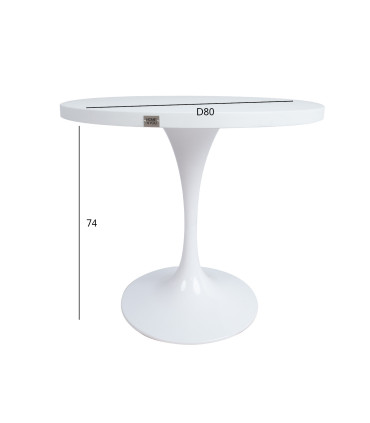 Laud BOLGHERI D80xH74cm, valge, alumiinium, malm