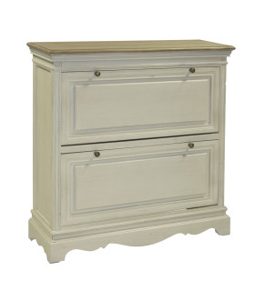 Галошница SAMIRA 92,5x32x97см, антично-белый/натуральный дерево