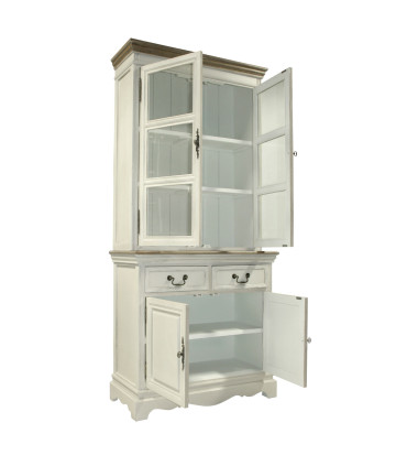 Vitriinkapp SAMIRA 85,5x39,5/31xH189,5cm, antiikvalge/naturaalne