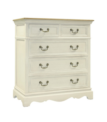 Комод SAMIRA 86,5x39xH95см, антично-белый/натуральный