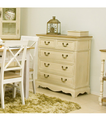 Kummut SAMIRA 86,5x39xH95cm, antiikvalge/naturaalne