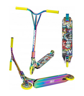 Особо прочный трюковый самокат Raven Code Neo Chrome/Lime 120mm