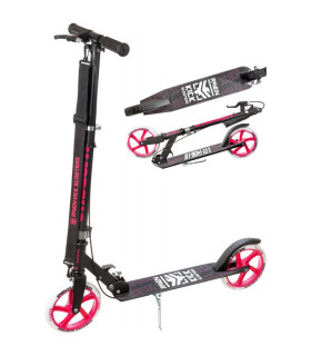 200mm Самокат Raven Straight черно-розовый с ручным тормозом