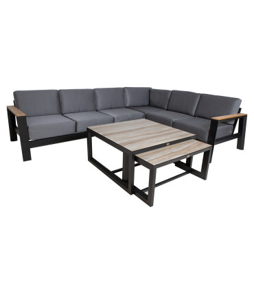 Комплект садовой мебели FELINO угловой диван и 2 стола, черный