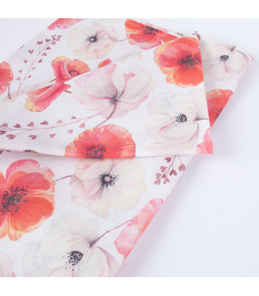 Laudlina LONETA 136x220cm, õrnad õied, 50% polüester, 50% puuvill, kangas 326