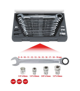 Lehtsilmusnarre komplekt 16osa 8-19mm GEARplus, KS Tools