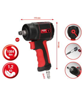 suruõhu mutrikeeraja löögiga 1/2" miniDEVIL, 1084Nm, KS Tools