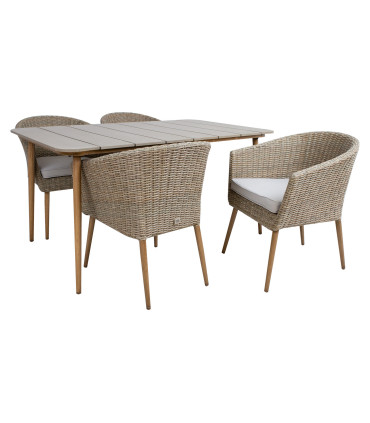 Aiamööblikomplekt NORWAY laud, 4 tooli, 147x90xH73cm, 61x62xH76cm, alumiiniumraam, kunstrotang