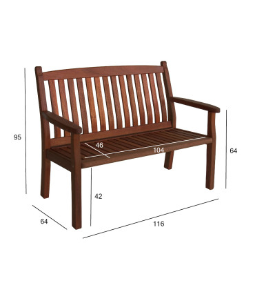 Скамья WINDSOR 2-местная 116х64хH95см, меранти