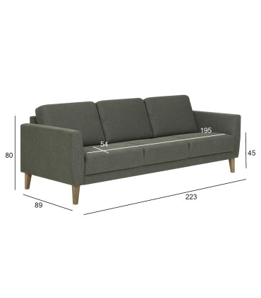 Diivan LANDO 3-kohaline, roheline, 207x89xH80cm