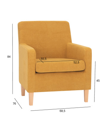 Tugitool LEENE kollane, 68,5x76xH84cm