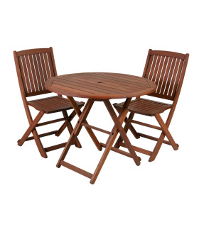 Rõdukomplekt NANTES laud ja 2 tooli, meranti