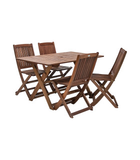 Aiamööblikomplekt MODENA laud ja 4 tooli, meranti