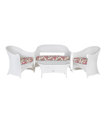 Садовая мебель WHISTLER диван, 2 стула и стол, pама: алюминий с плетением из пластика, цвет: белый
