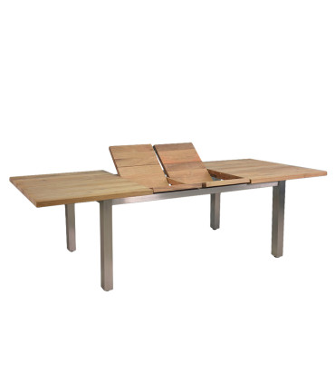 Стол NAUTICA 200/250/300x100xH76см, столешница: тик, обработка: рустикальный, не промасленный, ножки: нержавеющей стали