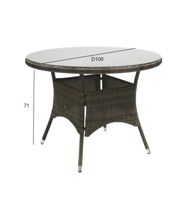 Стол WICKER D100xH71см, темно-коричневый