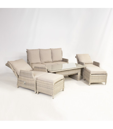 Комплект садовой мебели BASEL стол, диван, 2 стула, 2 пуфa