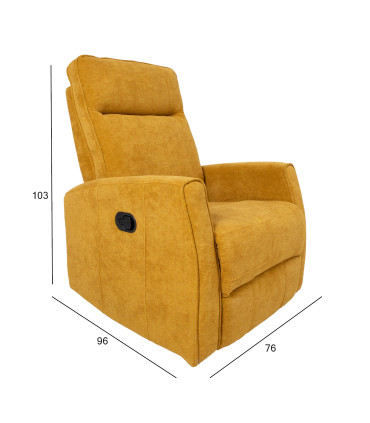 Tugitool EDDY kiikuv ja pöörlev manuaalne recliner 76x96xH103cm, kollane