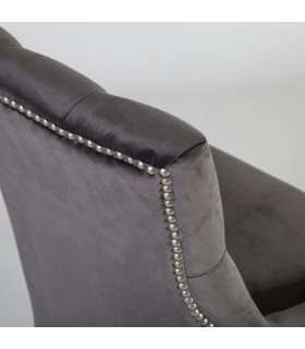 Стул HOLMES VELVET 53x63xH94cм, материал: бархат, цвет: тёмно-серый, деревянные ножки